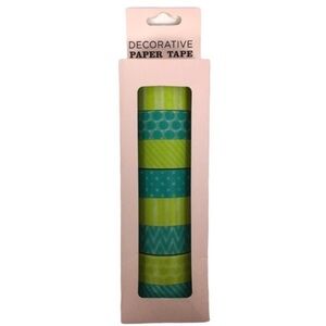 ELUM DESIGNS Washi Paper Tape Teal Lime 8 Rolls Gift Wrap Scrapbooking Supplies
